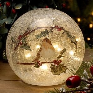 LED Crackle Glaze Christmas Lamp - Christmas Robin