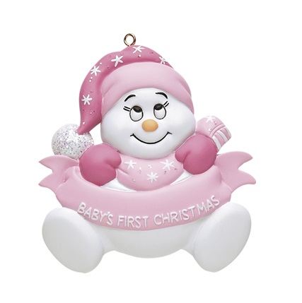 Personalised - Baby's First Christmas Pink Tree Hanger