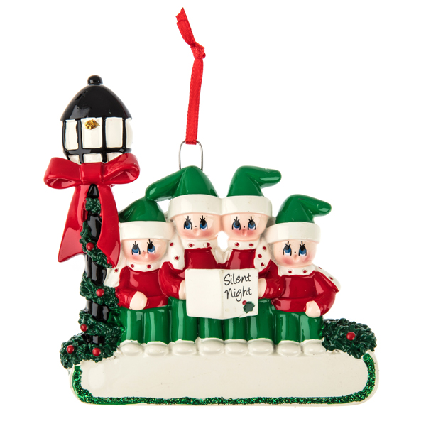 Personalised - Family of 4 Carolers Tree Hanger