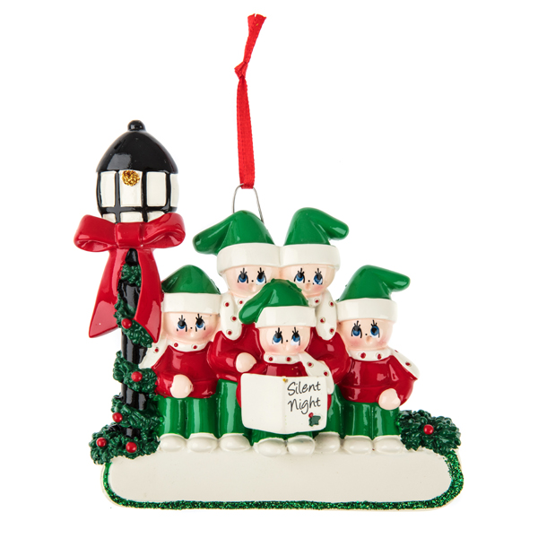 Personalised - Family of 5 Carolers Tree Hanger