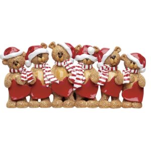 Personalised - 6 Christmas Teddy Bears Standing Ornament