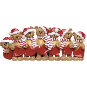 Personalised - 7 Christmas Teddy Bears Standing Ornament