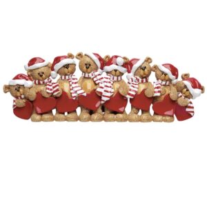 Personalised - 8 Christmas Teddy Bears Standing Ornament
