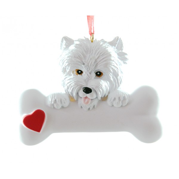 Personalised - Westie with Bone Tree Hanger