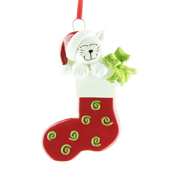 Personalised - Kitten in Stocking Tree Hanger