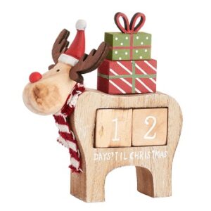 Wooden Reindeer Countdown Blocks Ornament