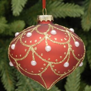 Red Pearl Design Glass Bauble