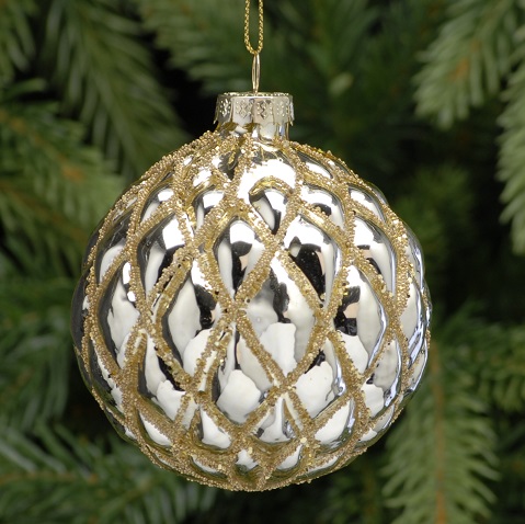 Glitter Diamond Design Glass Bauble