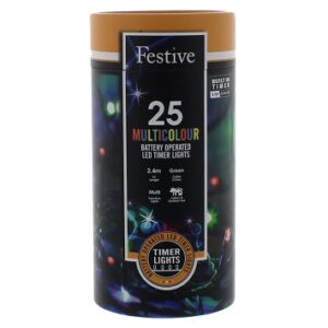 25 Multicoloured Battery Operated LED Timer Lights