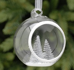 Open Front Glass Bauble with Glitter Trees