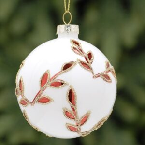 Red leaf Garland Design Glass Bauble