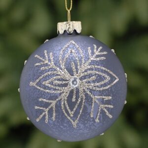 Gold Glitter Snowflake Design Glass Bauble