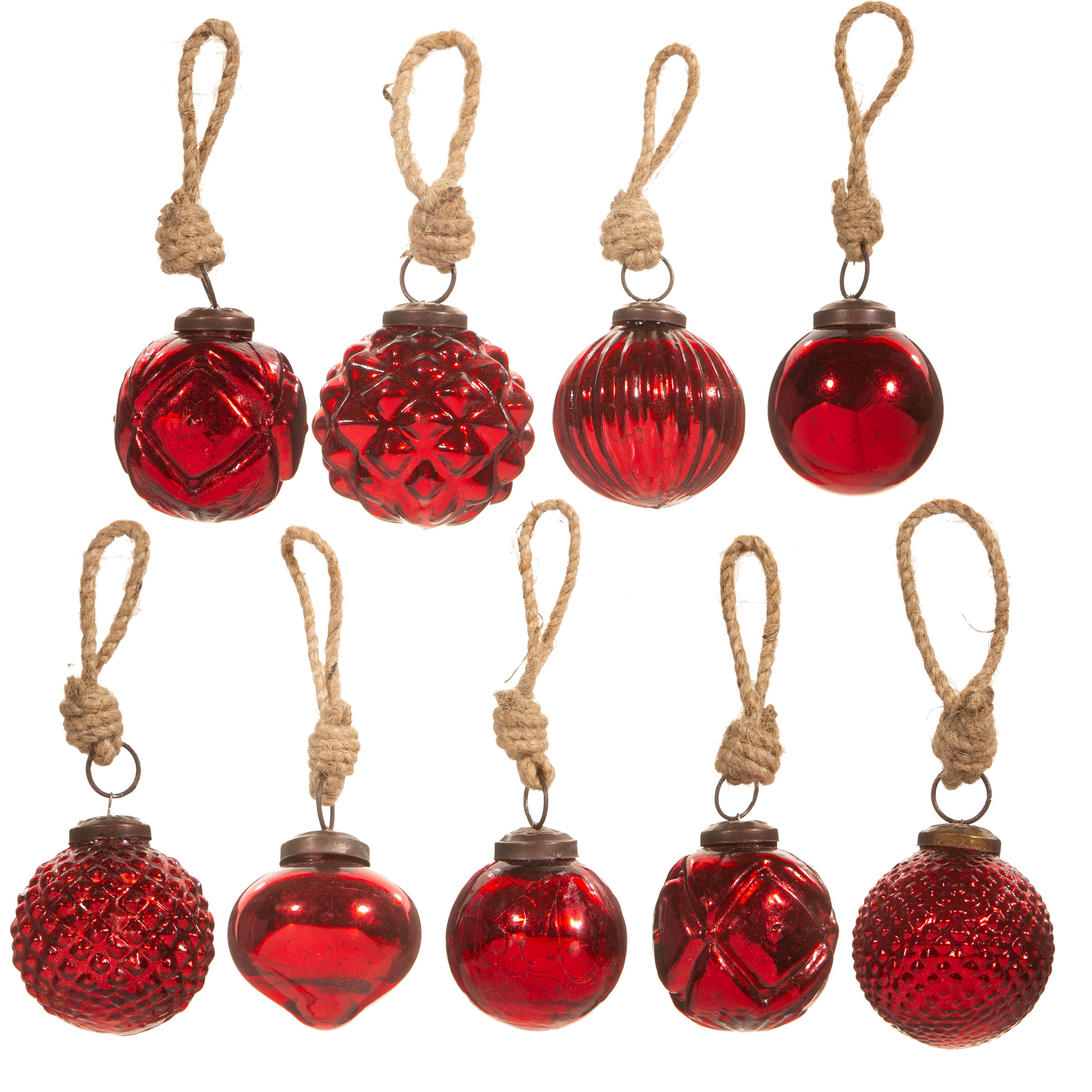 Set of 9 Vintage Style Glass Baubles