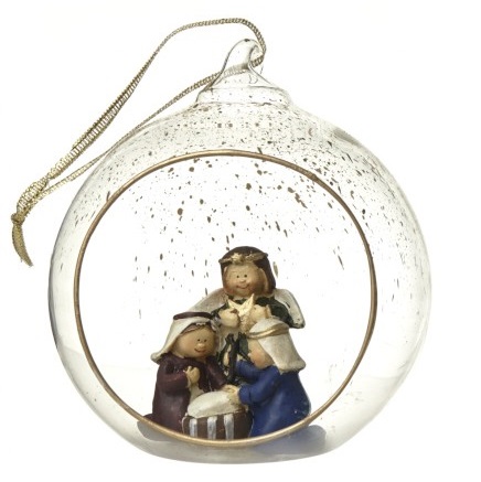 Open Glass Nativity Bauble