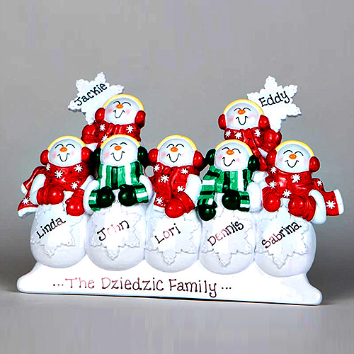 Personalised - 7 Snow People Standing Ornament