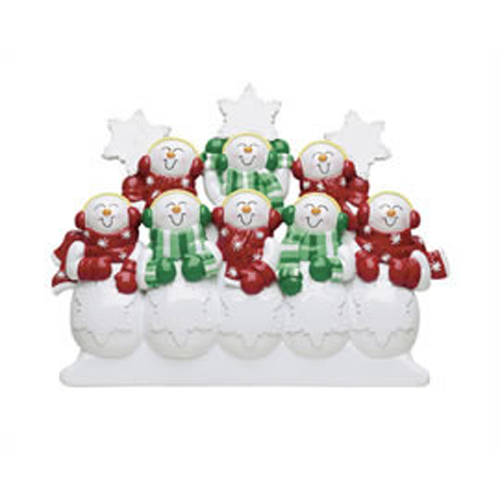 Personalised - 8 Snow People Standing Ornament
