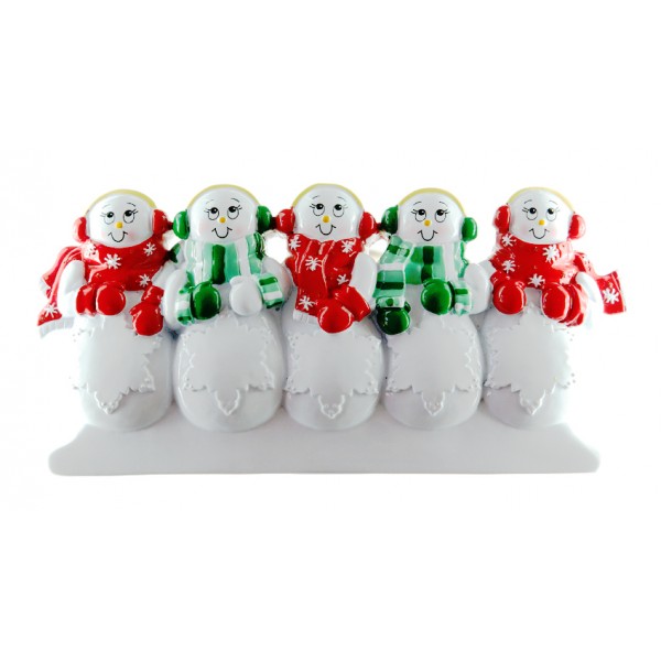 Personalised - 5 Snow People Standing Ornament