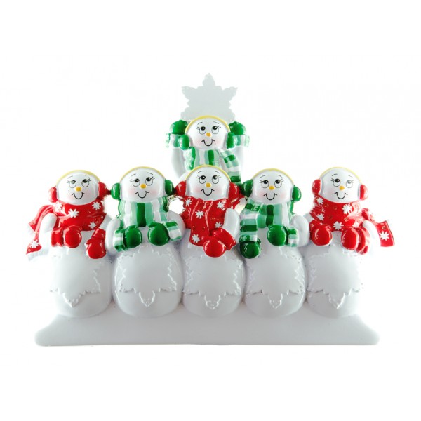 Personalised - 6 Snow People Standing Ornament