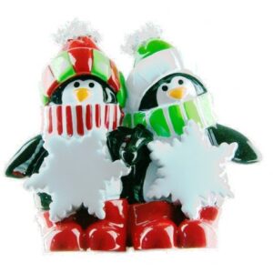 Personalised - 2 Penguins Standing Ornament