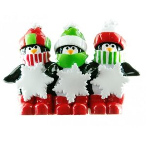 Personalised - 3 Penguins Standing Ornament