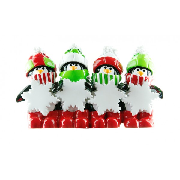 Personalised - 4 Penguins Standing Ornament