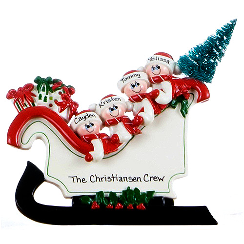 Personalised - 4 Sleigh Family Standing Ornament