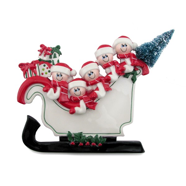 Personalised - 5 Sleigh Family Standing Ornament