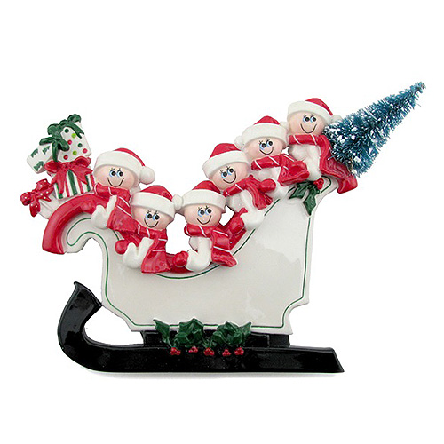 Personalised - 6 Sleigh Family Standing Ornament