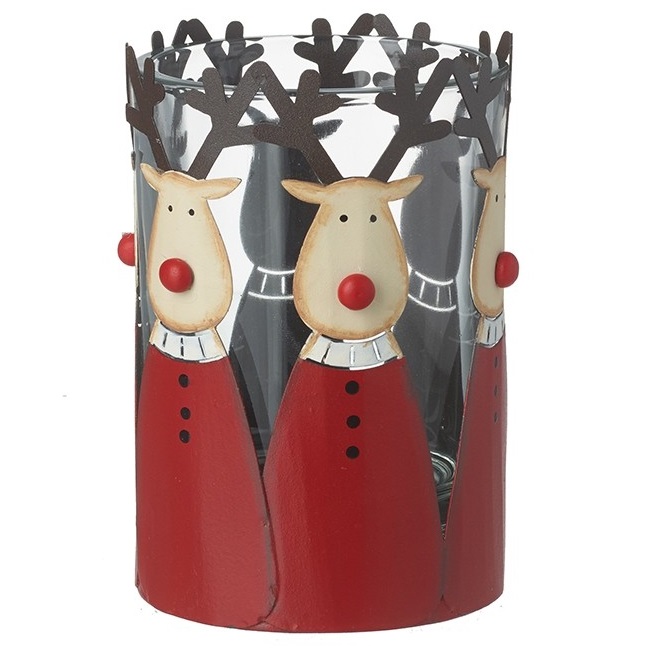 Metal & Glass Reindeer Candle Holder