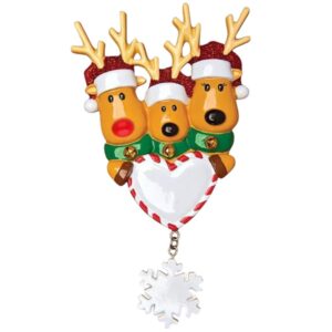 Personalised - 3 Santa Hat Reindeers Tree Hanger