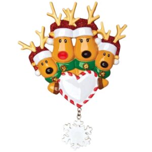 Personalised - 4 Santa Hat Reindeers Tree Hanger
