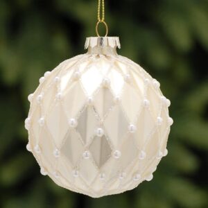 Diamond & Pearl Design Glass Bauble