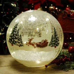 LED Crackle Glaze Christmas Lamp - Santa and Sleigh