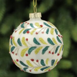Leaf & Berry Design Glass Bauble