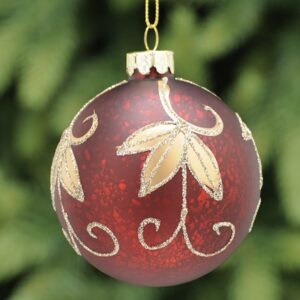 Leaf & Vine Design Glass Bauble