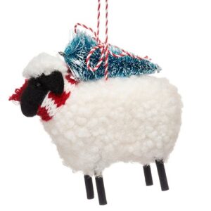 Woolly Sheep with Tree & Scarf Tree Hanger