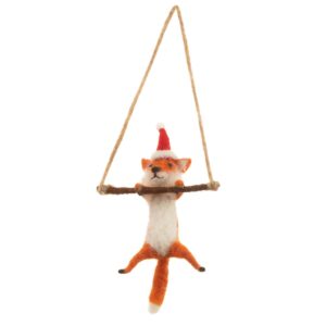 Felted Fox on a Swing Tree Hanger
