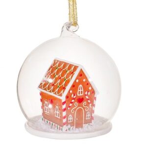 Gingerbread House Glass Dome Bauble