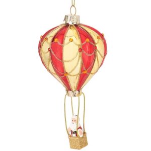 Father Christmas Hot Air Balloon Glass Bauble