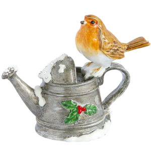 Robin on Watering Can Trinket Box