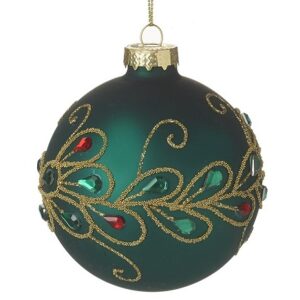 Peacock Tail Design Glass Bauble