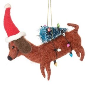 Felted Sausage Dog Tree Hanger