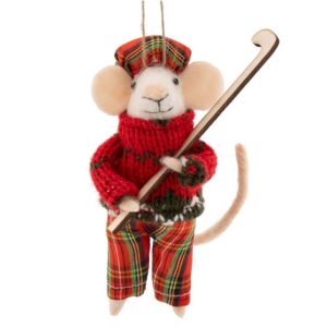 Golfing Mouse Felted Tree Hanger