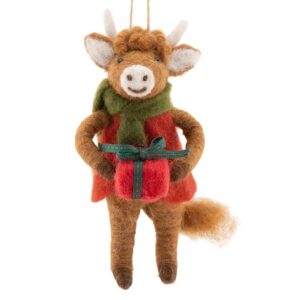 Felted Highland Coo with Gift Tree Hanger