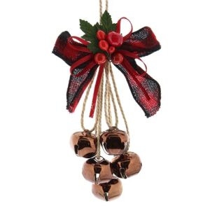 Copper Sleigh Bell Cluster with Tartan Bow