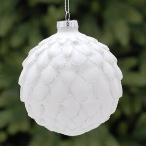Glitter Pine Cone Style Glass Bauble