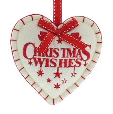 Christmas Wishes Felted Heart Tree Hanger