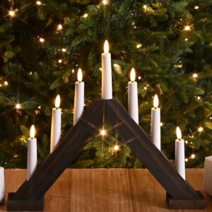 Wooden Candle Bridge with Flickering Lights
