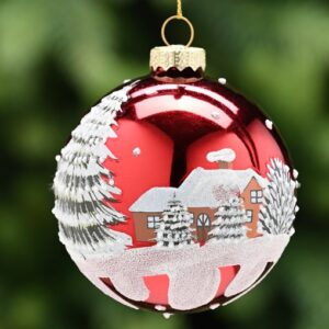 Snowy Cottage Glass Bauble