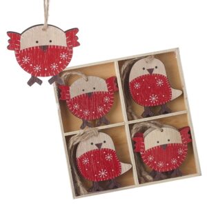 Set of 8 Wooden Robin Tree Hangers